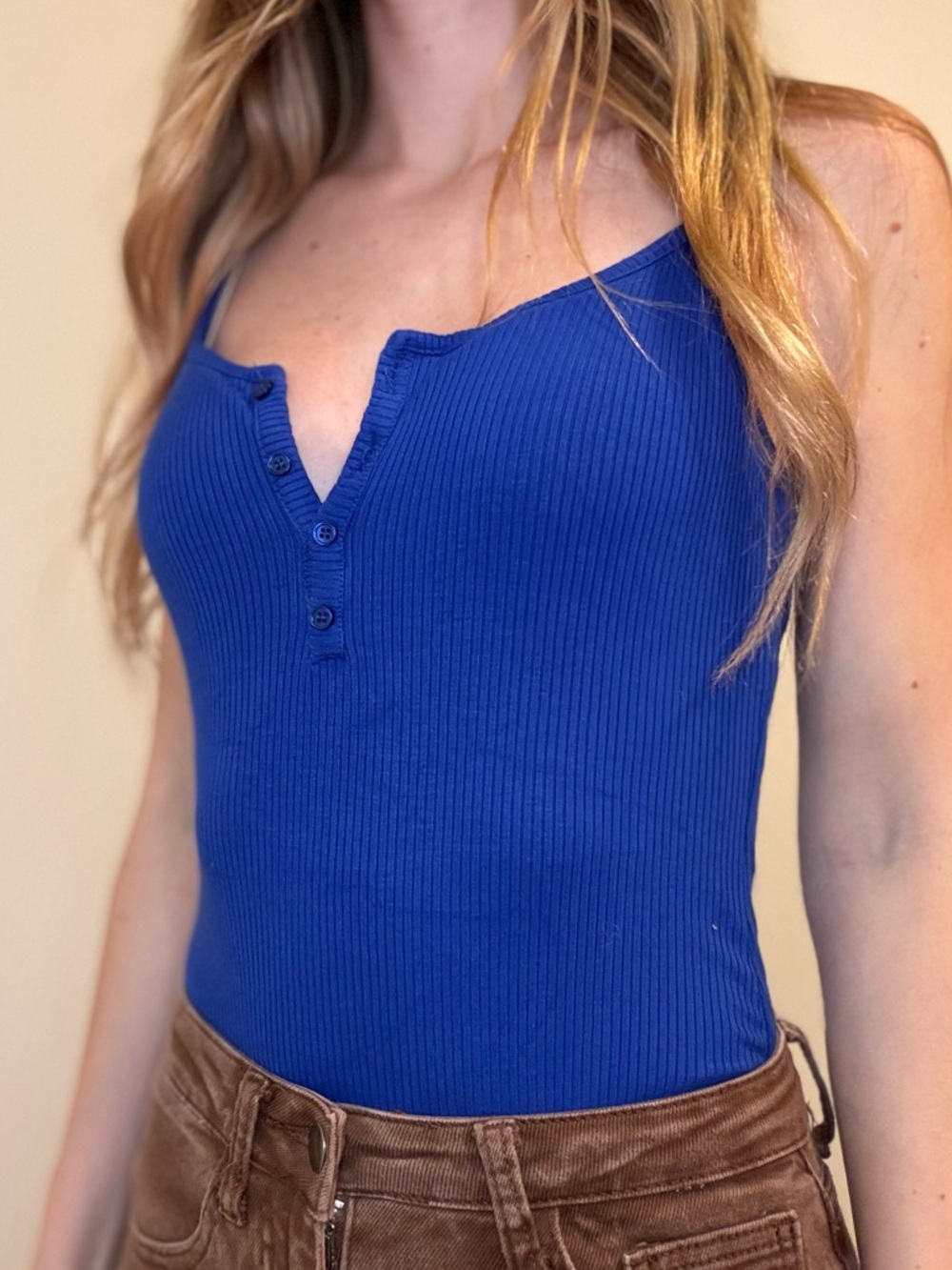 Royal Blue Ribbed Bodysuit